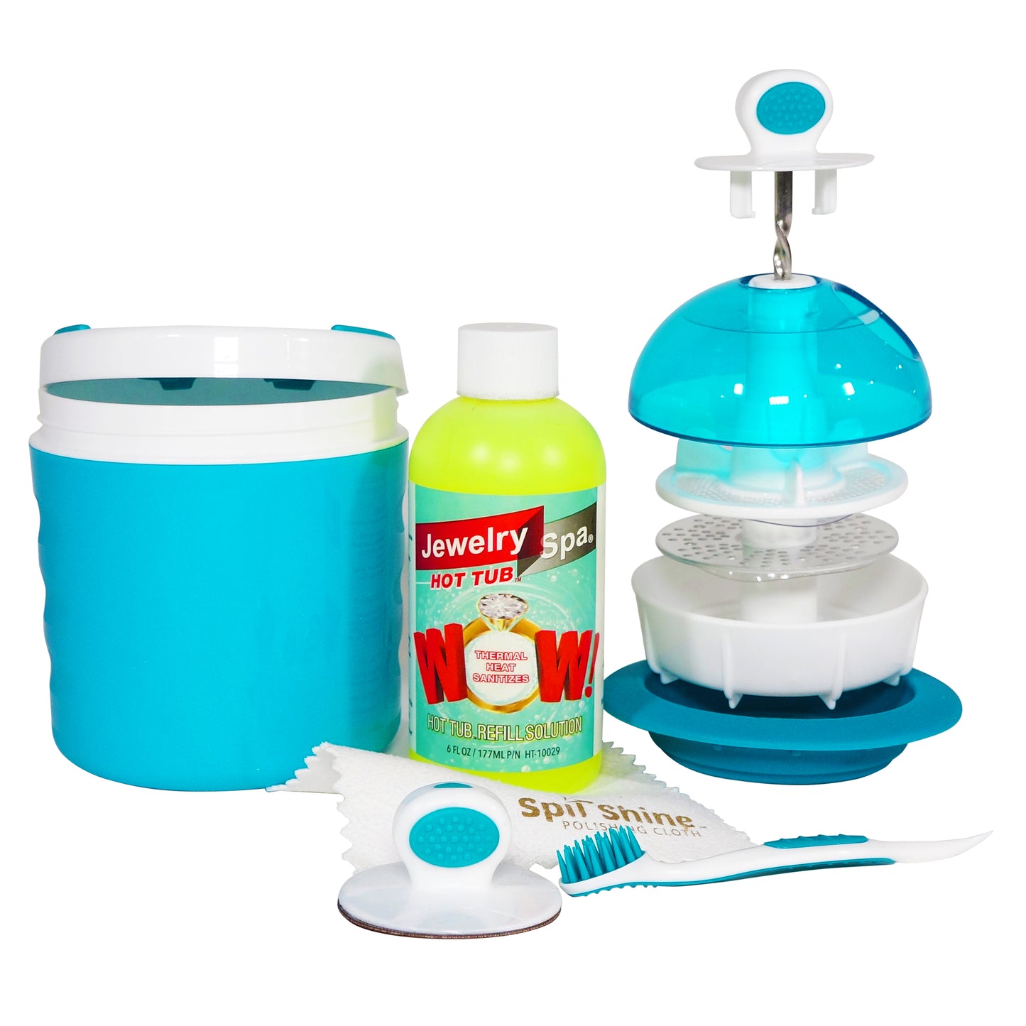 Jewelry Spa Hot Tub Cleaning Kit - Naturally-Based Cleaner That Removes Tarnish, Germs, Odor