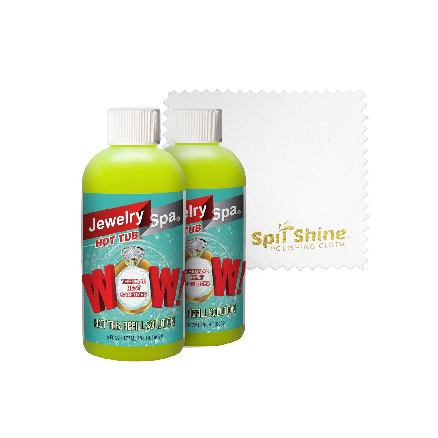 Value Pack Refill - Liquid Solution and 4x4-inch Cleaning Cloth for Jewelry Spa Cleaning Kit
