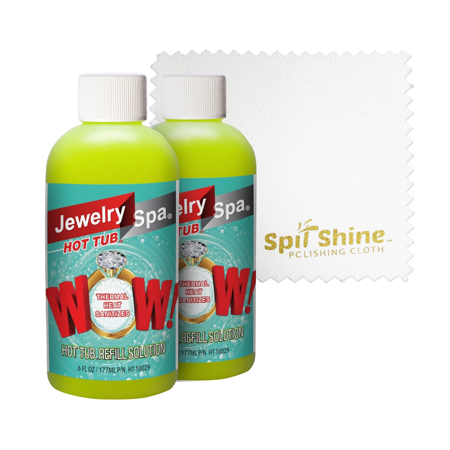 Value Pack Refill - Liquid Solution and 4x4-inch Cleaning Cloth for Jewelry Spa Cleaning Kit