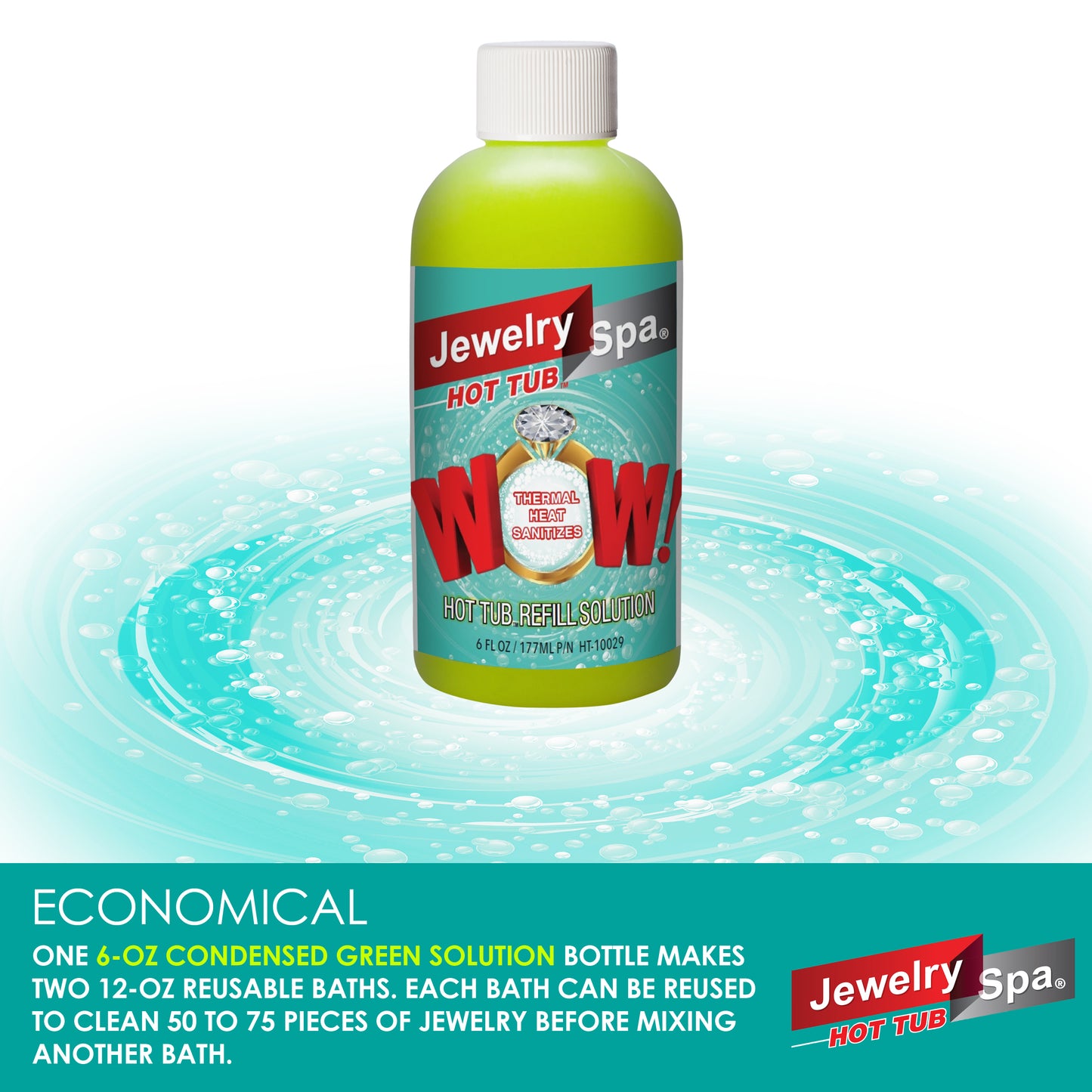 Jewelry Spa Hot Tub 6-oz Jewelry Cleaner Liquid Solution Refill for Jewelry Hot Tub Cleaning Kit
