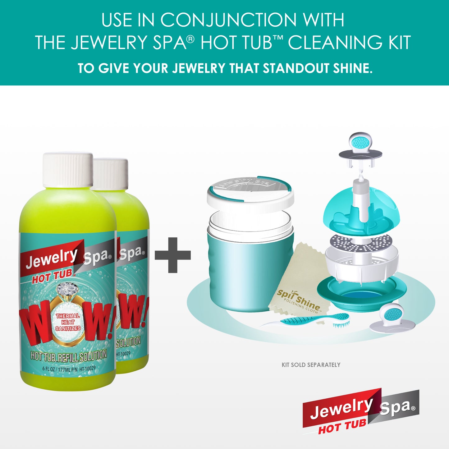 Value Pack Refill - Liquid Solution and 4x4-inch Cleaning Cloth for Jewelry Spa Cleaning Kit