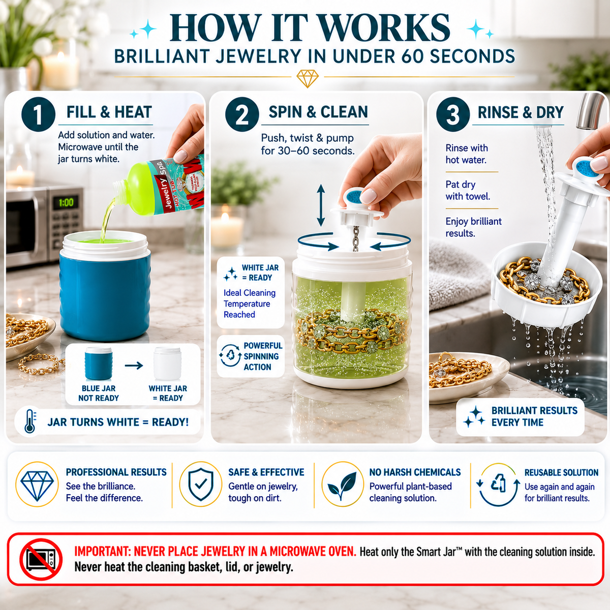 Jewelry Spa Hot Tub Heated Jewelry Cleaning System
