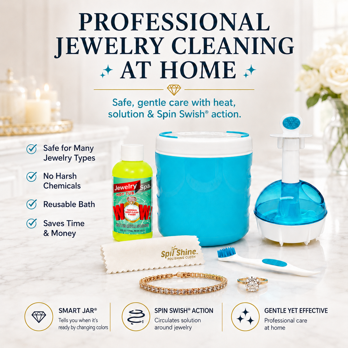 Jewelry Spa Hot Tub Heated Jewelry Cleaning System