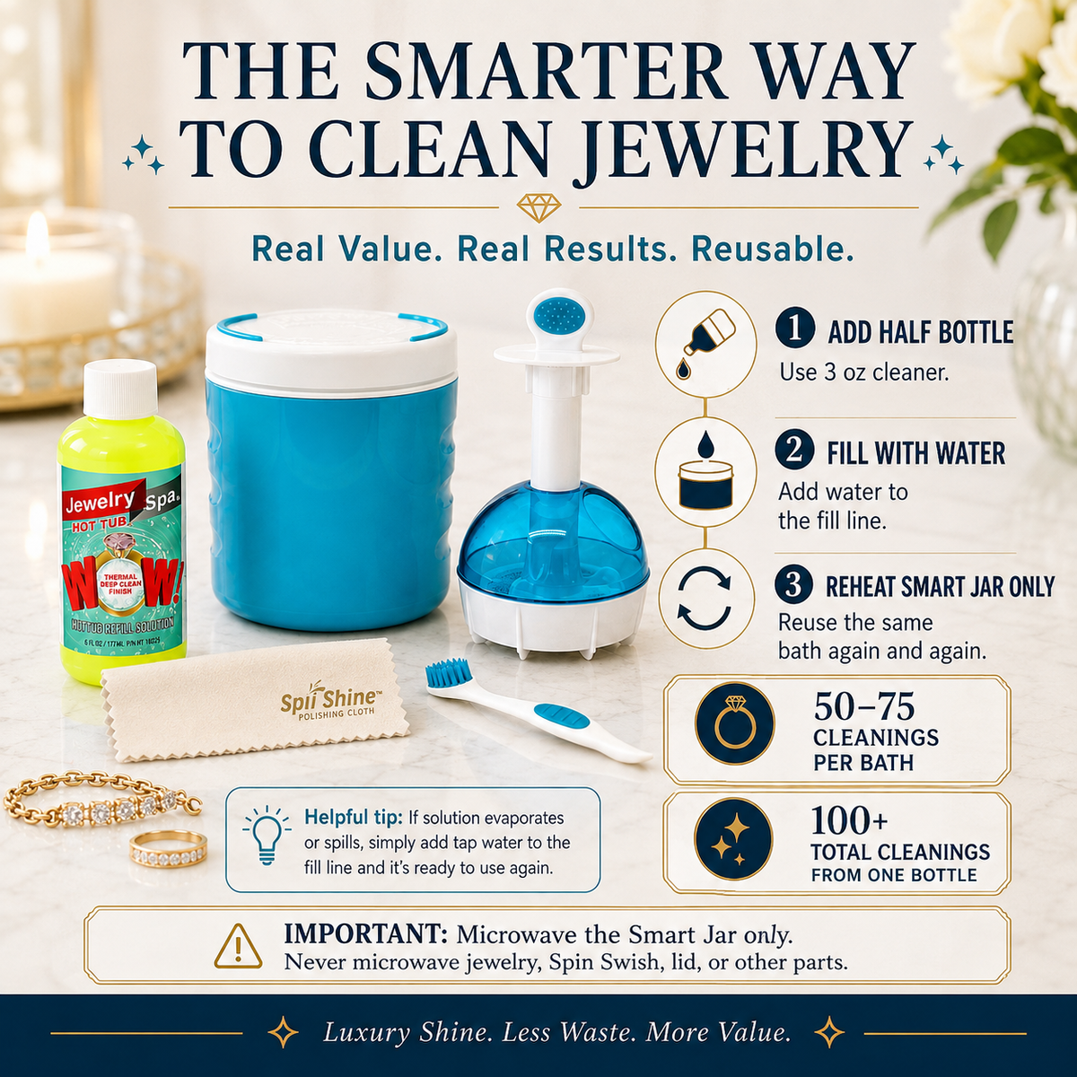 Jewelry Spa Hot Tub Heated Jewelry Cleaning System