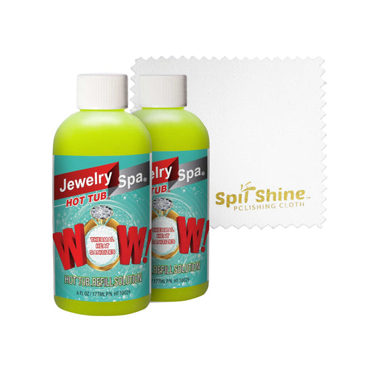Value Pack Refill - Liquid Solution and 4x4-inch Cleaning Cloth for Jewelry Spa Cleaning Kit