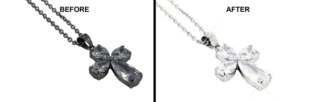 Before-and-after jewelry cleaning comparison