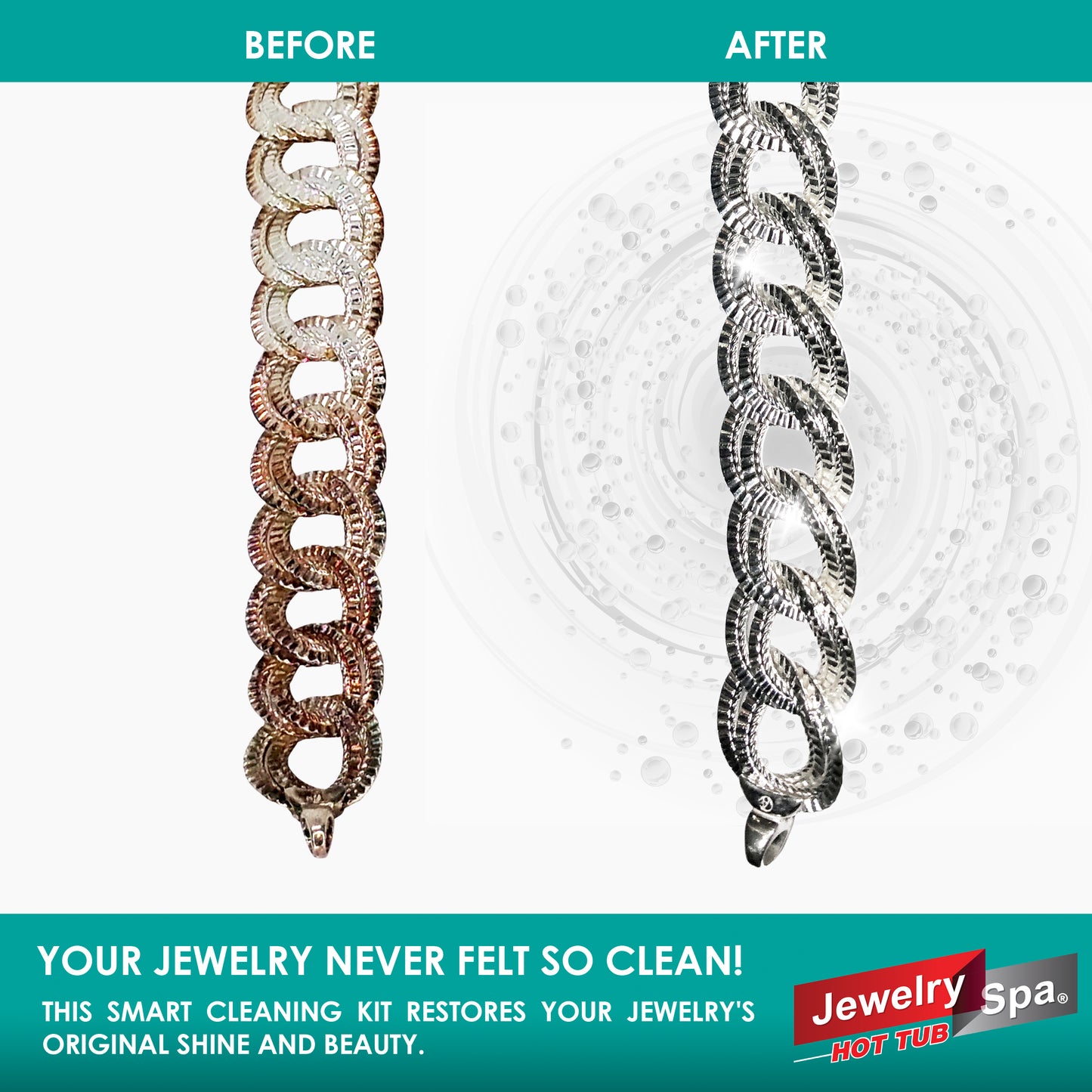 Jewelry Spa Hot Tub Cleaning Kit - Naturally-Based Cleaner That Removes Tarnish, Germs, Odor